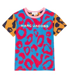Хлопковая футболка с леопардовым принтом Marc Jacobs Kids, синий