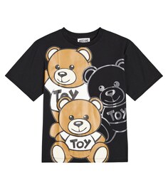 Футболка из хлопкового джерси с мишкой teddy bear Moschino Kids, черный