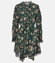 Мини-платье anais из смесового хлопка с цветочным принтом Ulla Johnson, черный