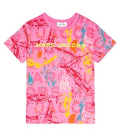 Футболка из хлопкового джерси с аппликацией Marc Jacobs Kids, розовый