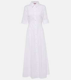 Платье-рубашка joan из хлопкового поплина Staud, белый