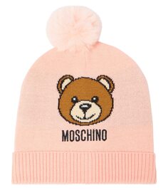 Шапка teddy bear из смесовой шерсти Moschino Kids, розовый