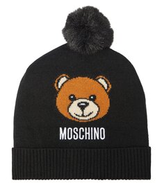 Шапка teddy bear из смесовой шерсти Moschino Kids, черный