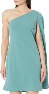 Платье-футляр на одно плечо из эластичного крепа с накидкой Adrianna Papell, цвет Green Slate