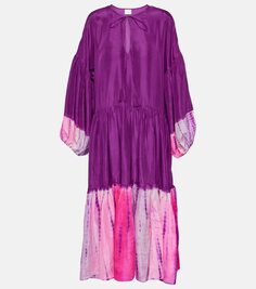 Платье макси amelia из шелка с принтом тай-дай Anna Kosturova, розовый