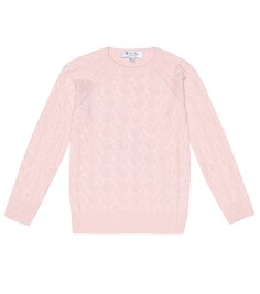 Пуховый кашемировый свитер с косами Loro Piana Kids, розовый