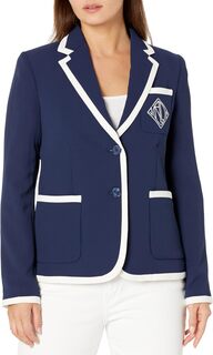 Миниатюрный двухцветный блейзер из жоржетта LAUREN Ralph Lauren, цвет French Navy/Mascarpone Cream