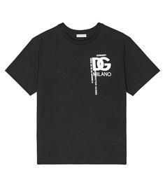 Хлопковая футболка с логотипом Dolce&amp;Gabbana Kids, черный