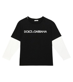 Многослойная футболка из хлопкового джерси с логотипом Dolce&amp;Gabbana Kids, мультиколор