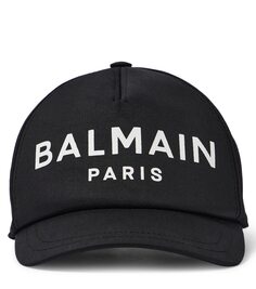 Хлопковая бейсболка с логотипом Balmain Kids, черный