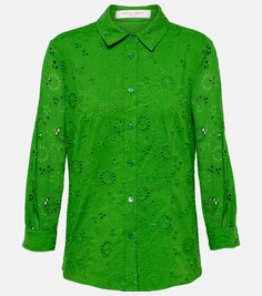 Хлопковая блузка broderie anglaise Carolina Herrera, зеленый