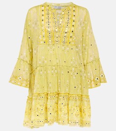 Хлопковое мини-платье broderie anglaise Juliet Dunn, желтый