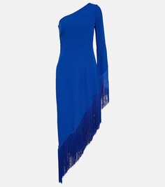 Платье миди на одно плечо aventador с бахромой Taller Marmo, синий