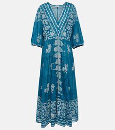 Платье макси из хлопка с принтом dhaka Juliet Dunn, синий
