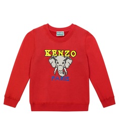 Толстовка из хлопкового джерси с логотипом Kenzo Kids, красный