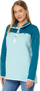 Толстовка Quilted Sweatshirt Mock Neck Tunic Color-Block L.L.Bean, цвет Deep Turquoise/Pale Turquoise L.L.Bean®