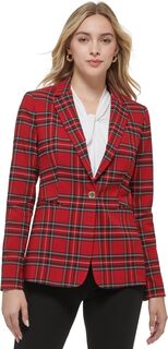 Клетчатый пиджак на одной пуговице Tommy Hilfiger, цвет Red Multi