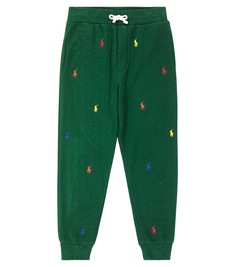 Спортивные брюки из хлопкового джерси Polo Ralph Lauren Kids, зеленый