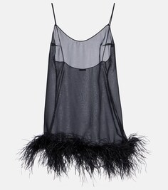 Мини-платье с перьями Oséree, черный