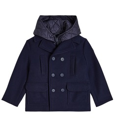 Двубортное пальто с капюшоном Il Gufo, синий