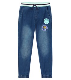 Вышитые джинсы Moschino Kids, синий