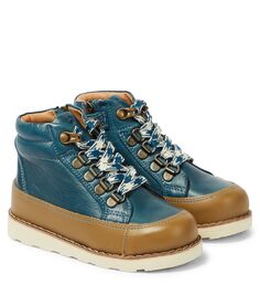 Кожаные ботинки на шнуровке Petit Nord, синий