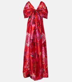 Платье макси из тафты с бантом и полиэстером Camilla, красный