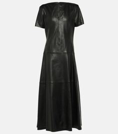 Кожаное платье миди с v-образным вырезом Dorothee Schumacher, черный