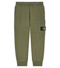 Спортивные брюки compass из хлопкового флиса Stone Island Junior, зеленый