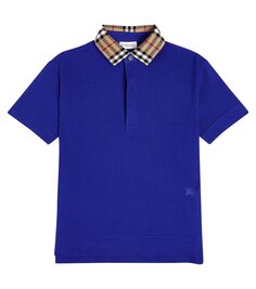 Рубашка-поло из хлопкового пике Burberry Kids, синий