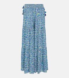 Широкие брюки soledad с цветочным принтом Poupette St Barth, синий