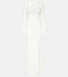 Свадебное платье blanche с отделкой перьями Rebecca Vallance, белый