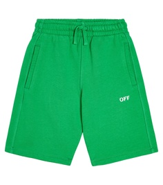 Шорты из хлопкового джерси с логотипом Off-White Kids, зеленый