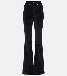 Бархатные расклешенные брюки sheridan с высокой посадкой Veronica Beard, черный