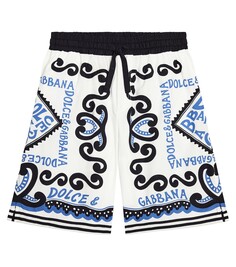 Хлопковые шорты-бермуды с логотипом Dolce&amp;Gabbana Kids, белый
