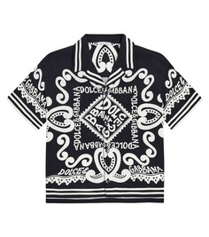 Рубашка из поплина с логотипом Dolce&amp;Gabbana Kids, синий