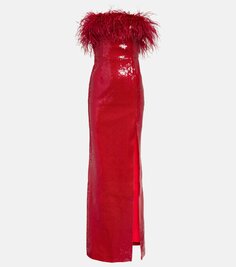 Платье nika с пайетками и отделкой перьями Rebecca Vallance, красный