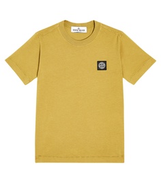 Футболка из хлопкового джерси с логотипом Stone Island Junior, желтый