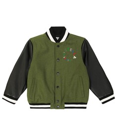 Университетская куртка из смесовой шерсти с логотипом Stella Mccartney Kids, зеленый