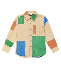 Рубашка из хлопка в стиле пэчворк Stella Mccartney Kids, бежевый