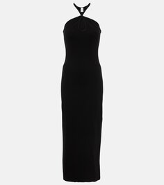 Платье миди ребристой вязки из смесового хлопка Re/Done, черный