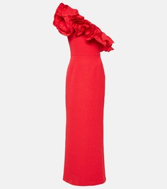 Креповое платье chiara на одно плечо с оборками Rebecca Vallance, красный