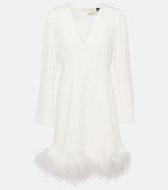Свадебное мини-платье toni с отделкой перьями Rixo, белый