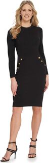 Платье Long Sleeve Sheath with Buttons DKNY, черный
