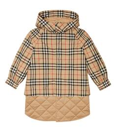 Хлопковое пальто в клетку archive Burberry Kids, бежевый