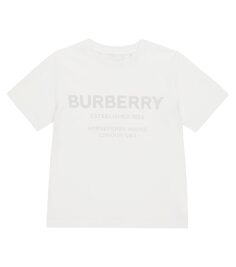 Футболка из хлопкового джерси с логотипом Burberry Kids, белый