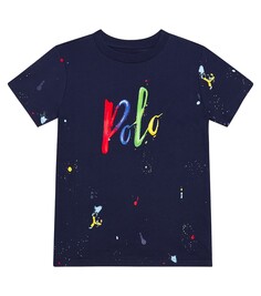 Футболка из хлопкового джерси Polo Ralph Lauren Kids, синий