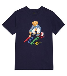 Футболка polo bear из хлопкового джерси Polo Ralph Lauren Kids, синий