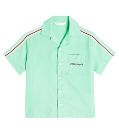 Полосатая рубашка с логотипом Palm Angels Kids, зеленый