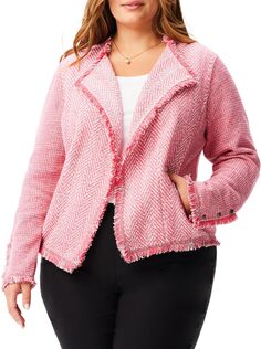 Пиджак смешанного трикотажа с бахромой NIC+ZOE, цвет Pink Mix